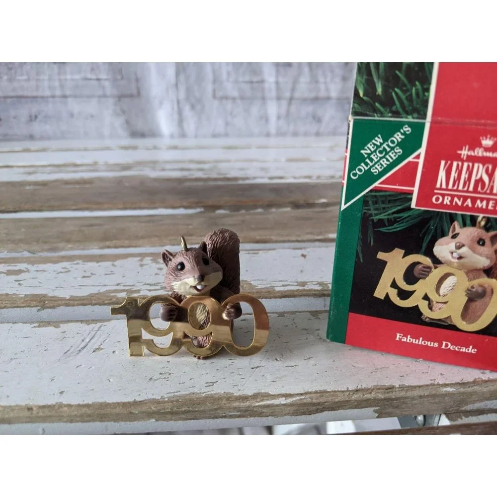 Hallmark fabulous decade 1990 first squirrel ornam